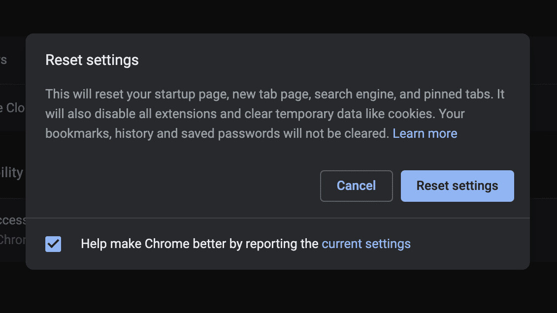 How to reset Chrome to its default settings