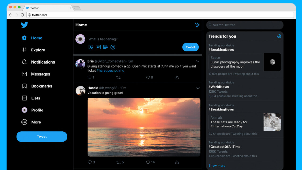 Twitter launches its faster, cleaner design, including new color themes