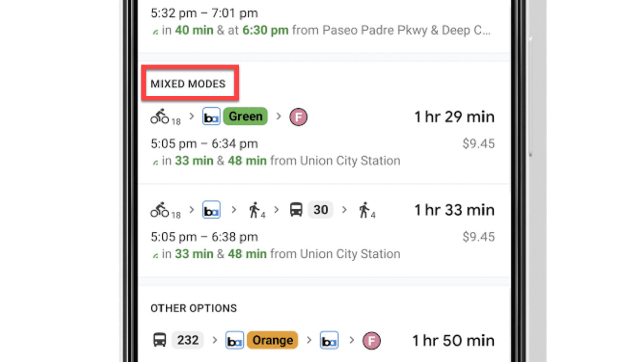 Google Maps now lets you combine subway directions with cabs and bikes