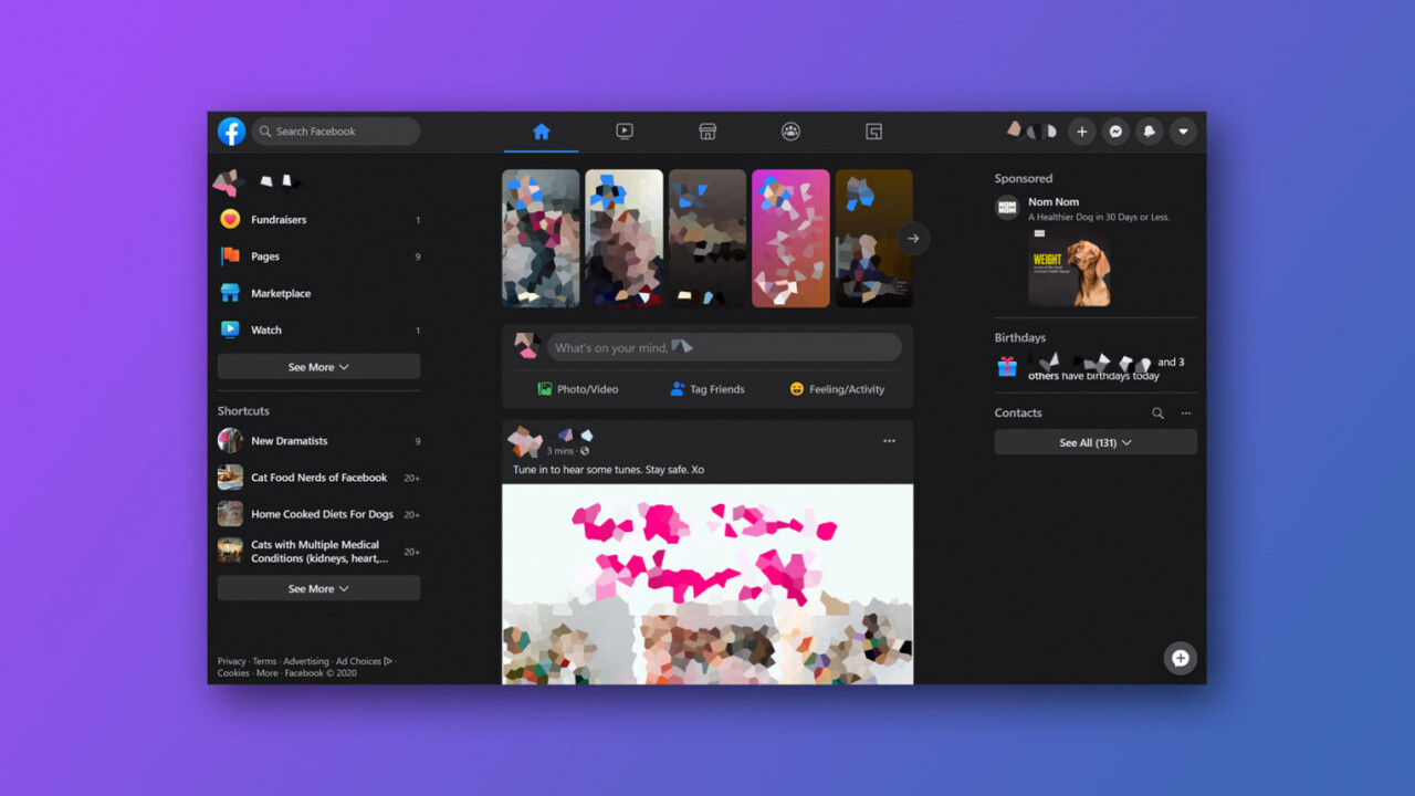 Facebook brings dark mode redesign to “the majority” of desktop users