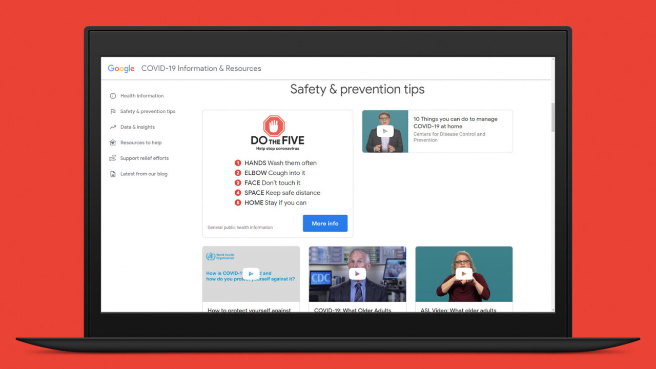 Google’s coronavirus information site is now live