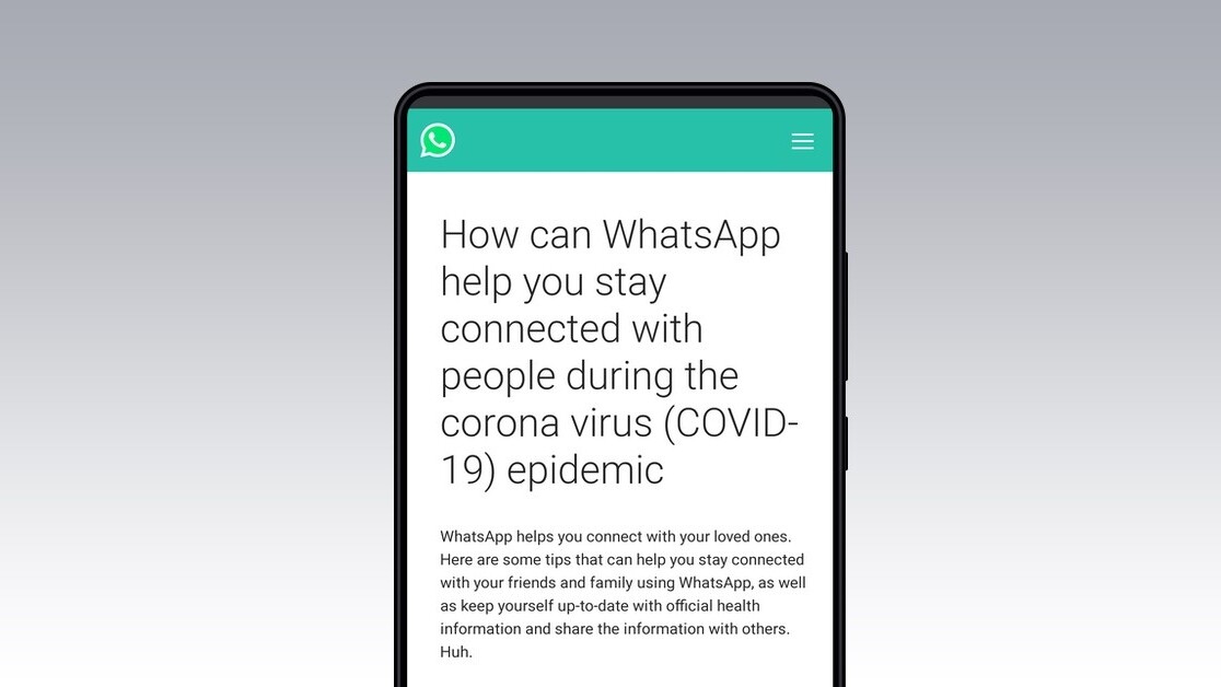WhatsApp launches a rather basic coronavirus information site