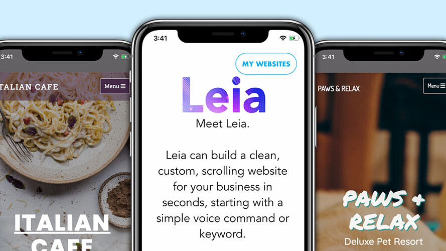 Need a website? Leia uses AI to take the next step in near instantaneous site building.