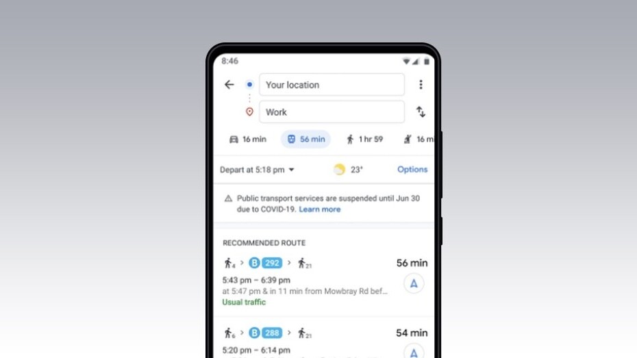 Google Maps now tells you when a face mask is required on public transport