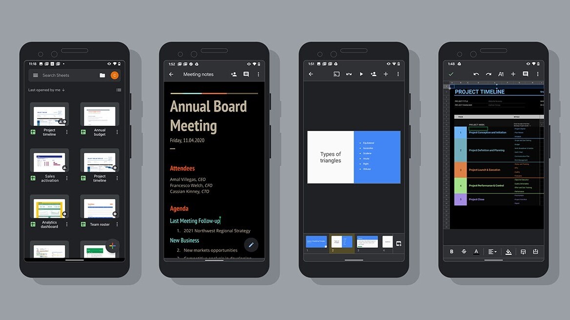 Google finally rolls out dark mode for Docs, Sheets, and Slides on Android