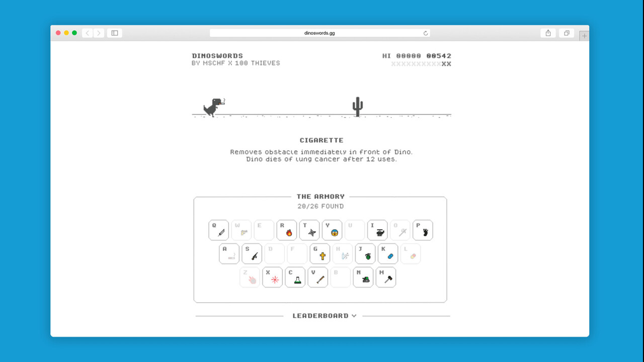 The Chrome Dinosaur game — but with guns, tanks, and drugs