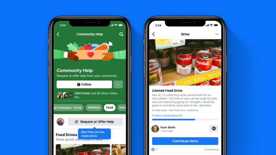 Facebook’s new ‘Drives’ help collect food and clothing for people in need