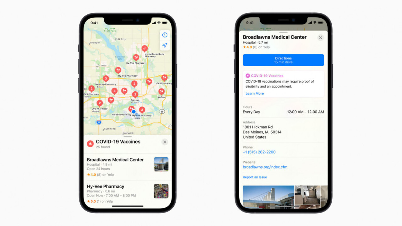 Apple Maps and Siri now show you where to get vaccinated in the US