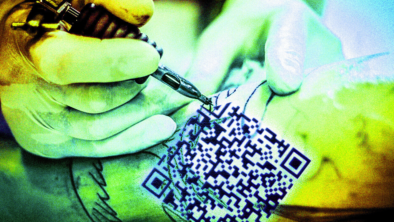 Italian dude gets a QR code tattoo to prove he’s covid-free