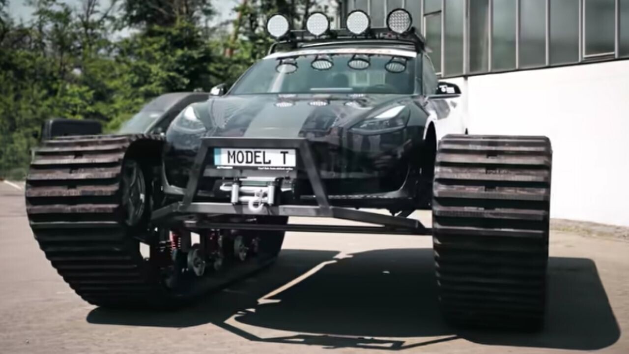 Watch this Tesla transform into a monstrous 6-ton tank