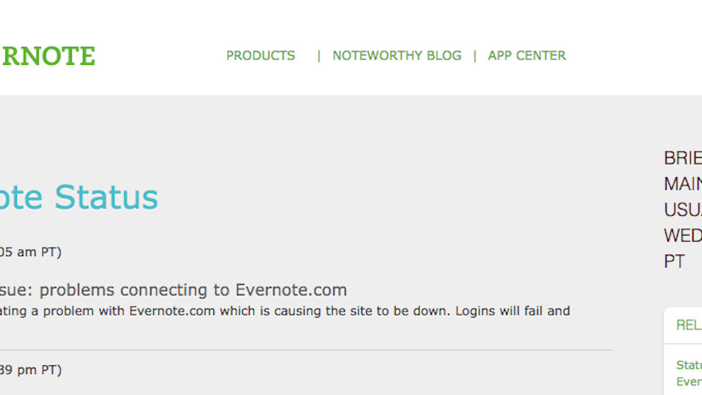 Evernote is down [update: it’s back!]