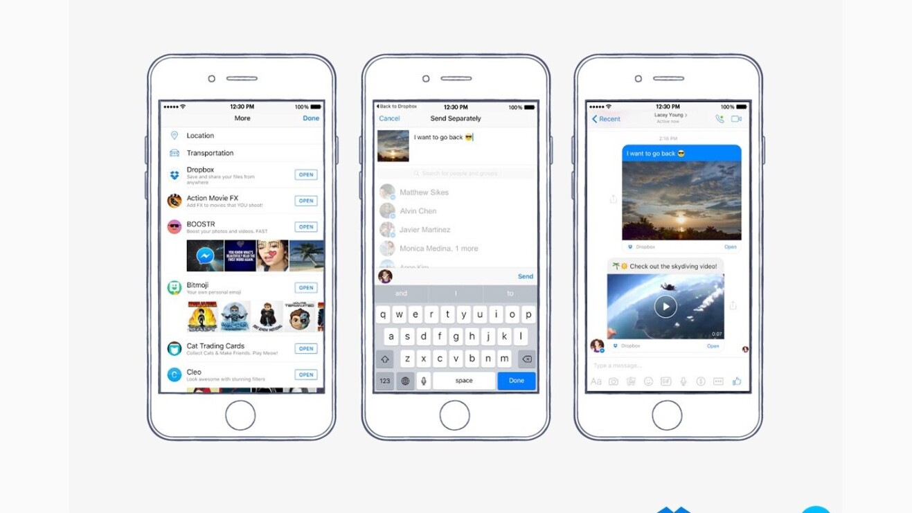 Dropbox files can now be shared directly in Facebook Messenger chats