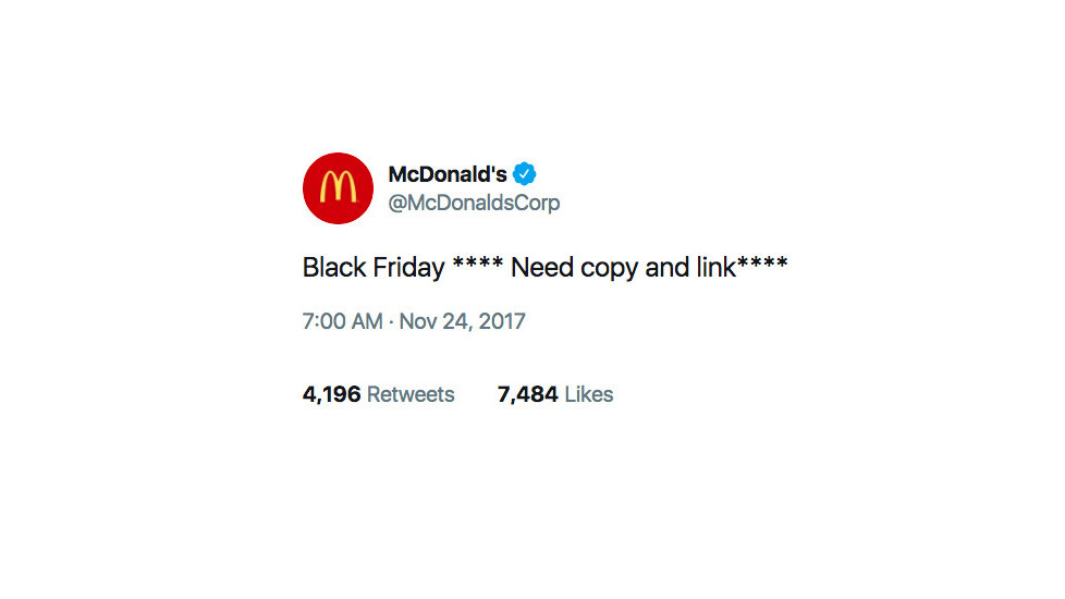 McDonald’s totally messed up its Black Friday tweet and Twitter’s lovin’ it