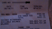Show me the money! Check out this ATM receipt with a $100 MILLION available balance. Featured Image