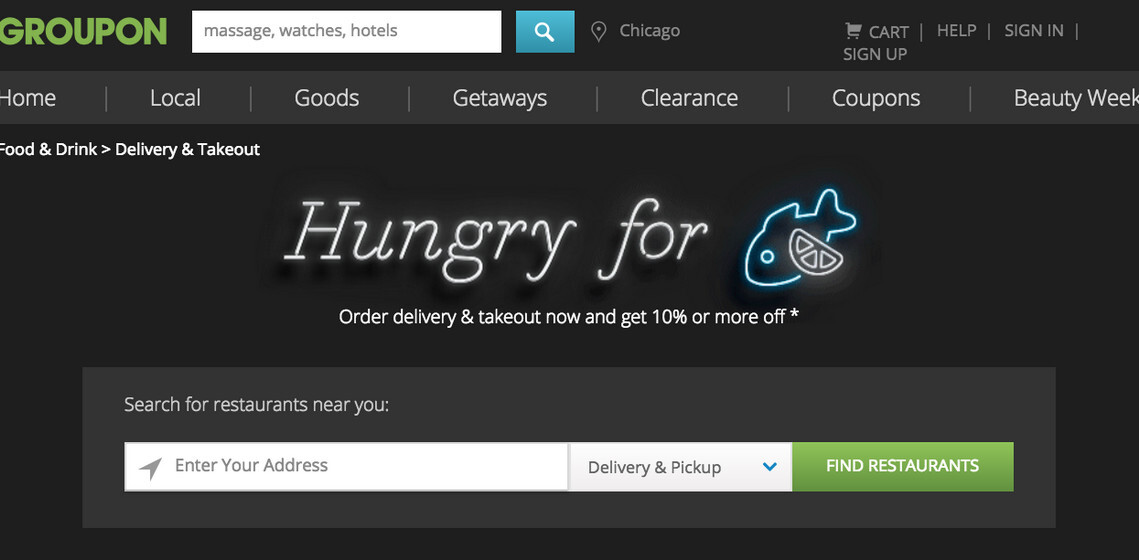 Groupon launched its own food delivery service to shield you from being coupon-shamed