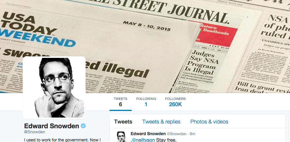 Edward Snowden joins Twitter and immediately throws shade at the NSA