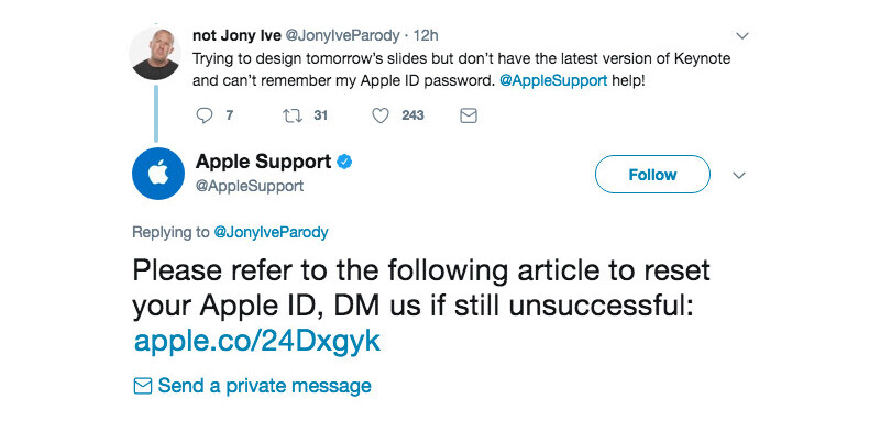 Apple Support gave the dumbest reply to a Jony Ive parody account