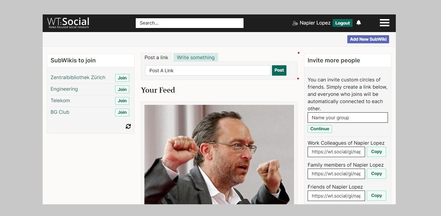 Wikipedia’s co-founder takes on Facebook with ad-free social network