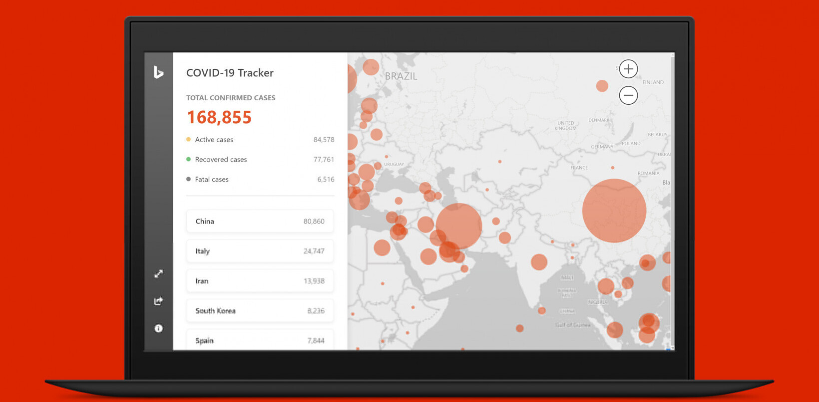 Microsoft launches a coronavirus tracker dashboard on Bing