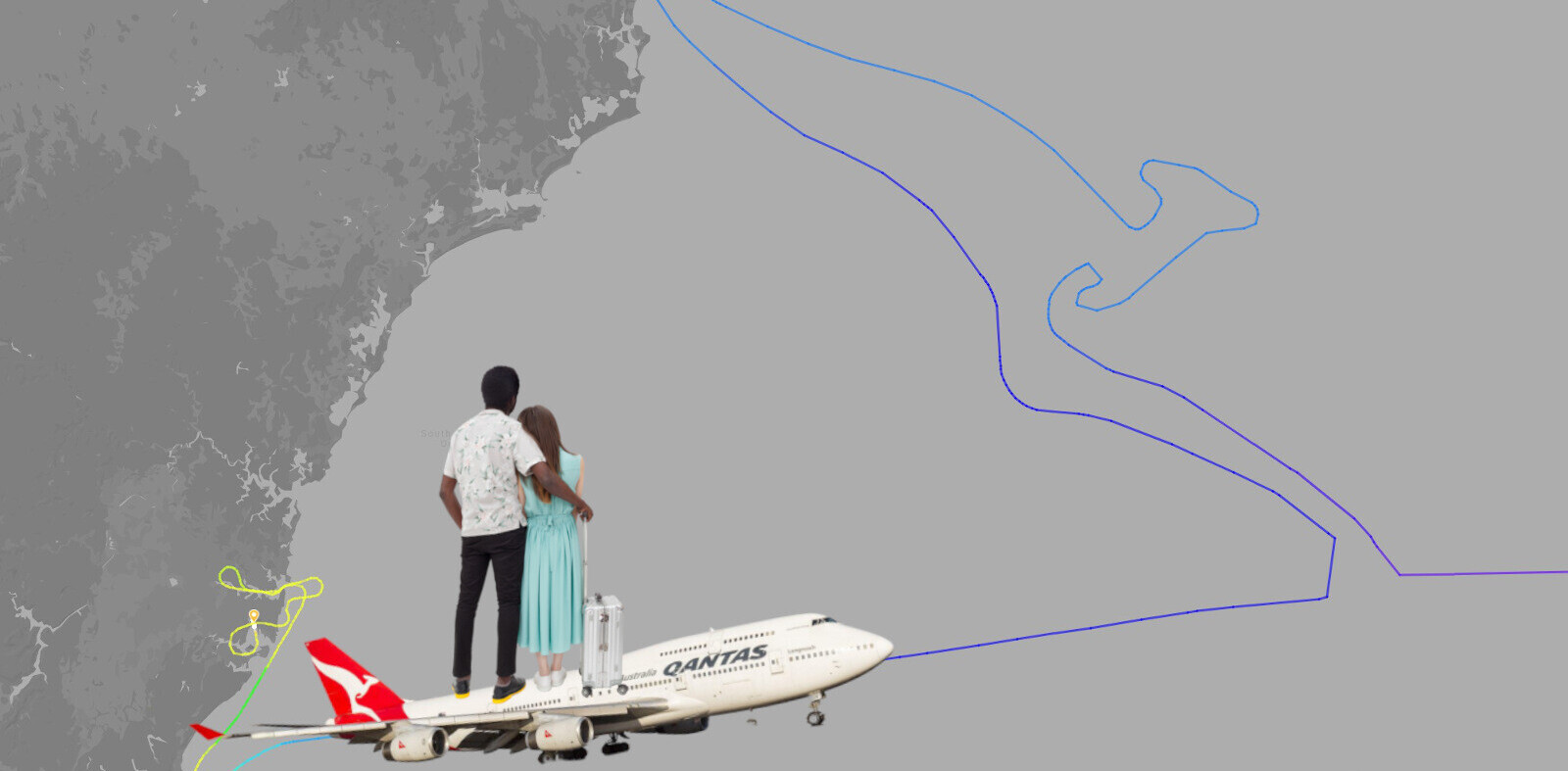 Qantas’ last ever 747 flight bids farewell by drawing a giant kangaroo in the sky