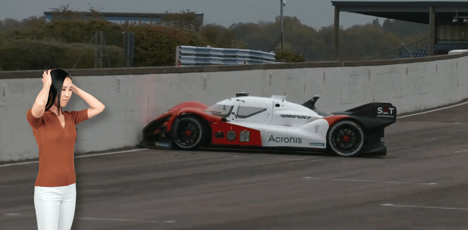 Watch this self-driving race car hilariously smash into a wall