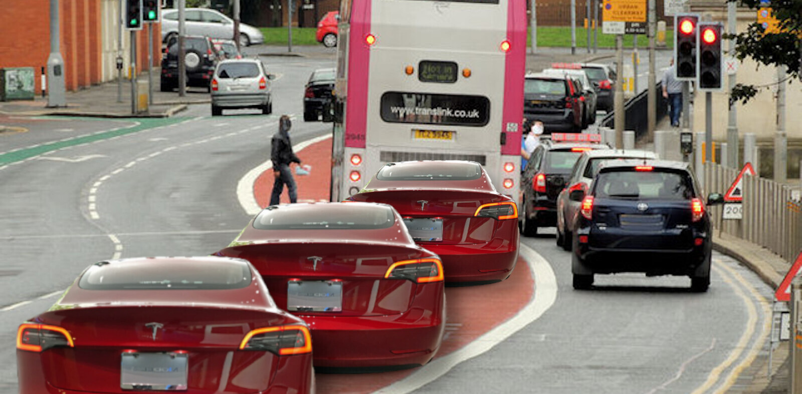Electric vehicles can now use bus lanes in the UK — and cyclists aren’t happy