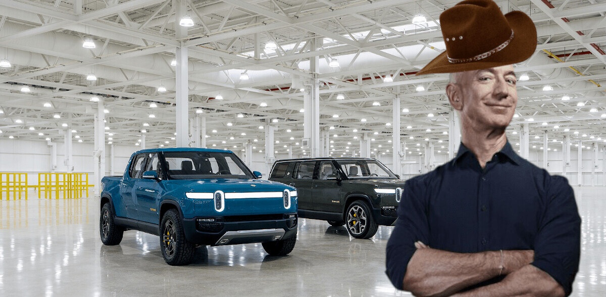 Watch Jeff Bezos drive a Rivian R1T through the desert while wearing a cowboy hat