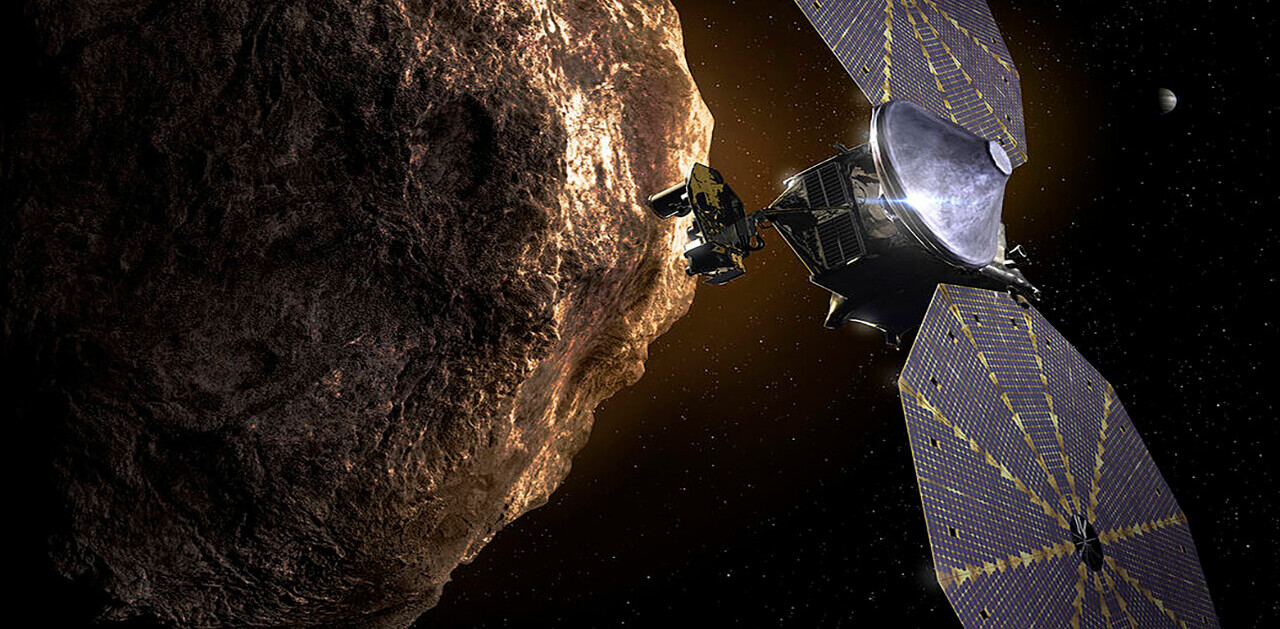 The Lucy spacecraft — designed to explore the Trojan asteroids of Jupiter — prepares for take-off