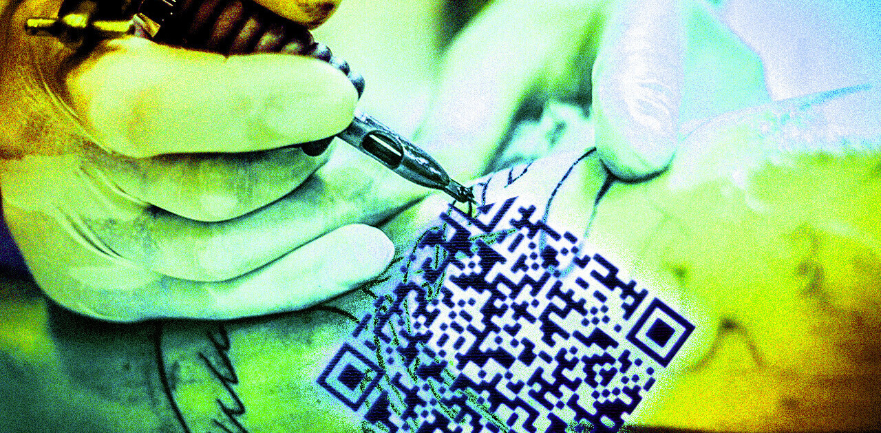 Italian dude gets a QR code tattoo to prove he’s covid-free