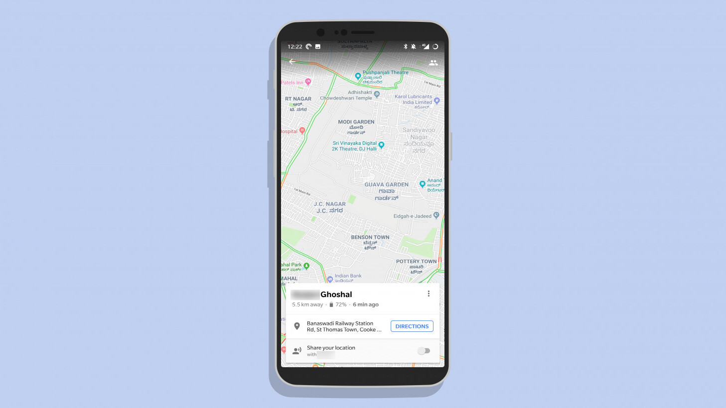 Google Maps’ location sharing feature now tells your mates if your battery’s dying