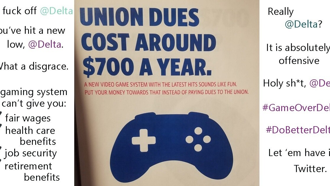 Twitter tears into Delta for its tone-deaf anti-union, pro-video game poster