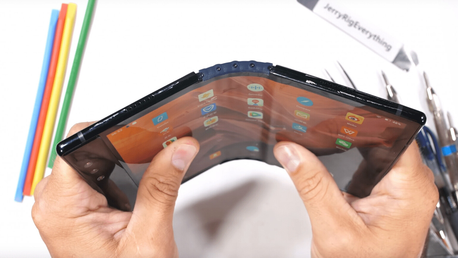 Watch what happens when you bend a foldable phone past its breaking point