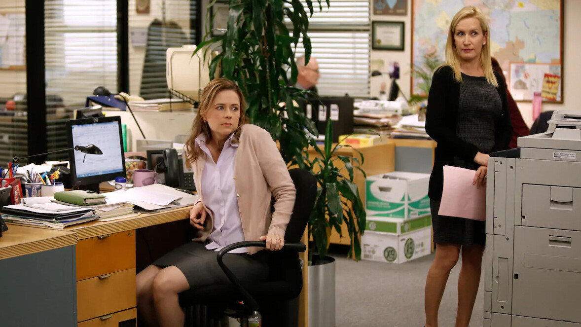 Pam and Angela from The Office are re-watching the show for their new podcast