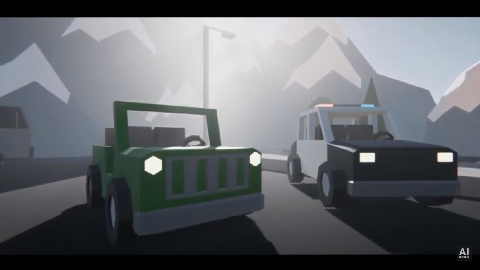 Watch this AI cop car fight an AI Jeep