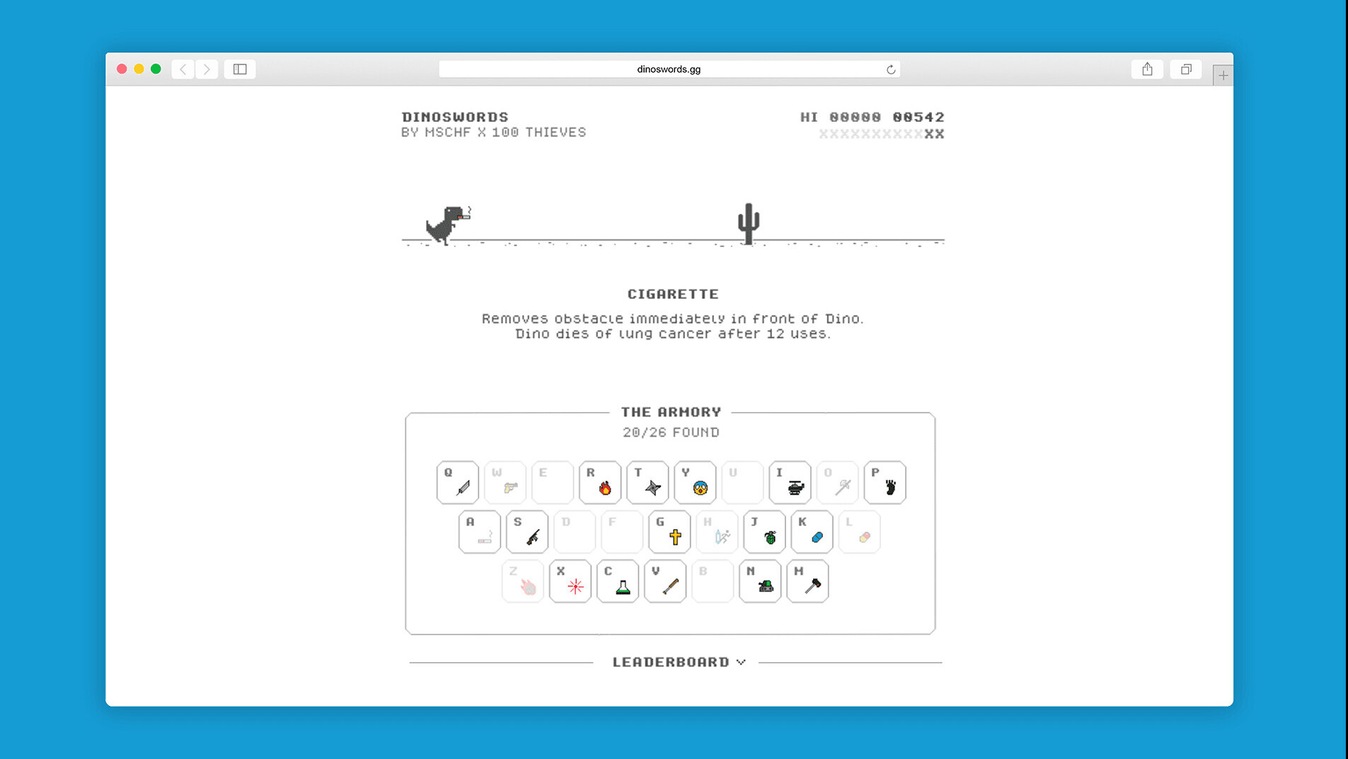 The Chrome Dinosaur game — but with guns, tanks, and drugs