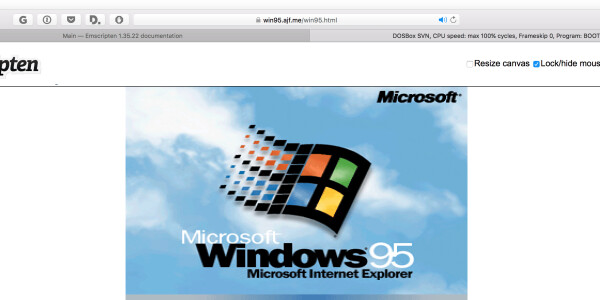 Windows 95 running natively in your browser is a sight to behold