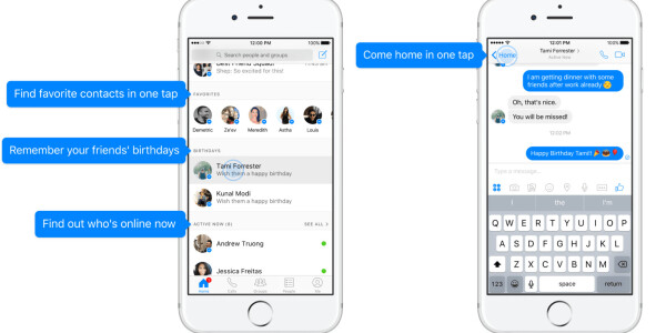 Facebook Messenger’s redesign adds Home, Favorites, and Birthday reminder tabs