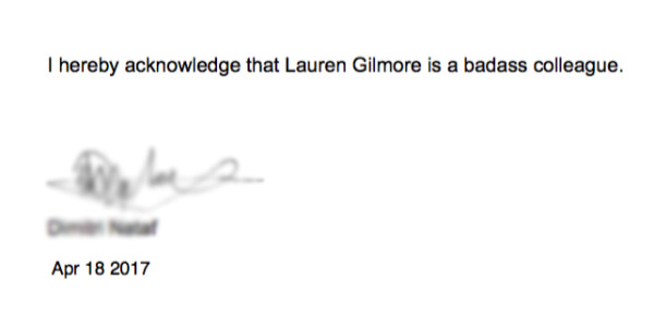 I reviewed an e-signature product and now a co-worker is legally bound to adore me
