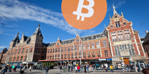We tagged Amsterdam Central Station with LONG BITCOIN SHORT THE BANKERS
