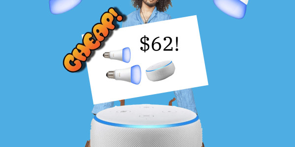 PRIME CHEAP: Bark sweet nothings at your lightbulbs with 57% off an Echo Dot + 2 Philips Hue bulbs