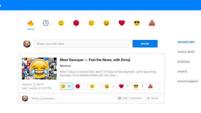 Swooper is the new emoji-led news site from the team behind Mailcloud