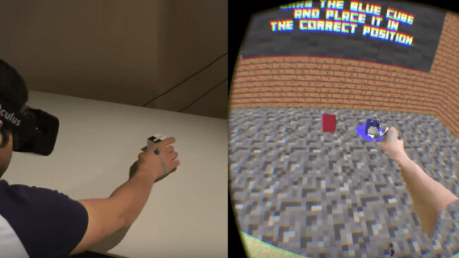 Microsoft can trick VR gamers into thinking they’re stacking real Minecraft blocks