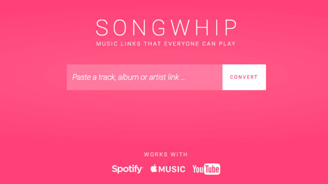 Songwhip links to songs from Spotify, Apple Music and YouTube all at once