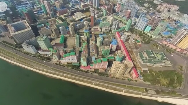360 video shot over North Korea shows a sprawling, empty metropolis