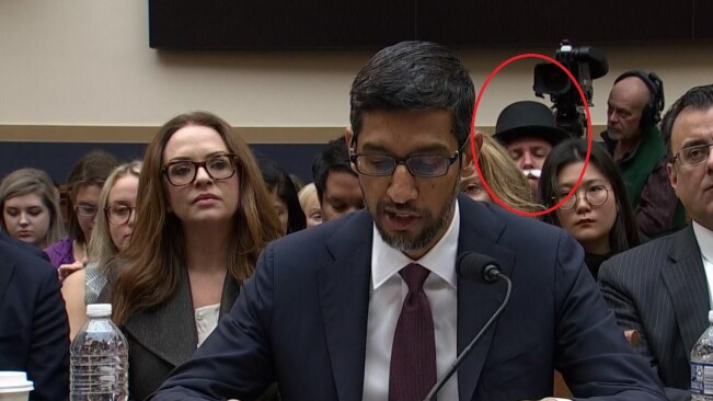 Monopoly man watches disapprovingly as Congress yells at Google’s CEO
