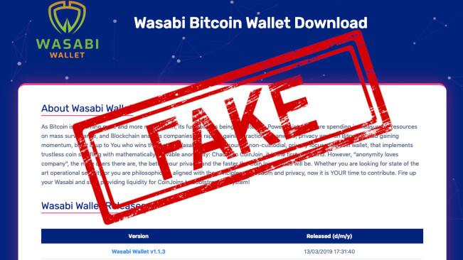 PSA: Don’t use this fake Wasabi wallet to ‘store’ your Bitcoin