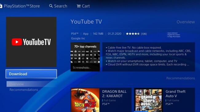 YouTube TV just debuted on the PS4, replacing Vue
