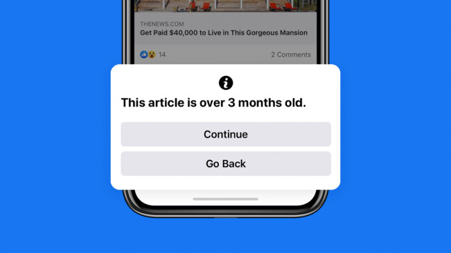 Facebook will warn you about sharing articles older than 3 months