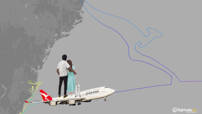 Qantas’ last ever 747 flight bids farewell by drawing a giant kangaroo in the sky