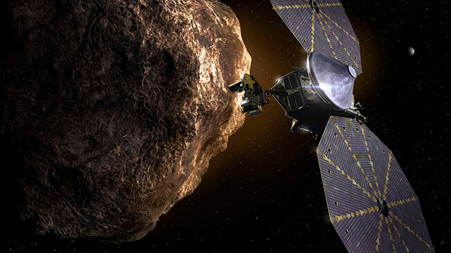 The Lucy spacecraft — designed to explore the Trojan asteroids of Jupiter — prepares for take-off